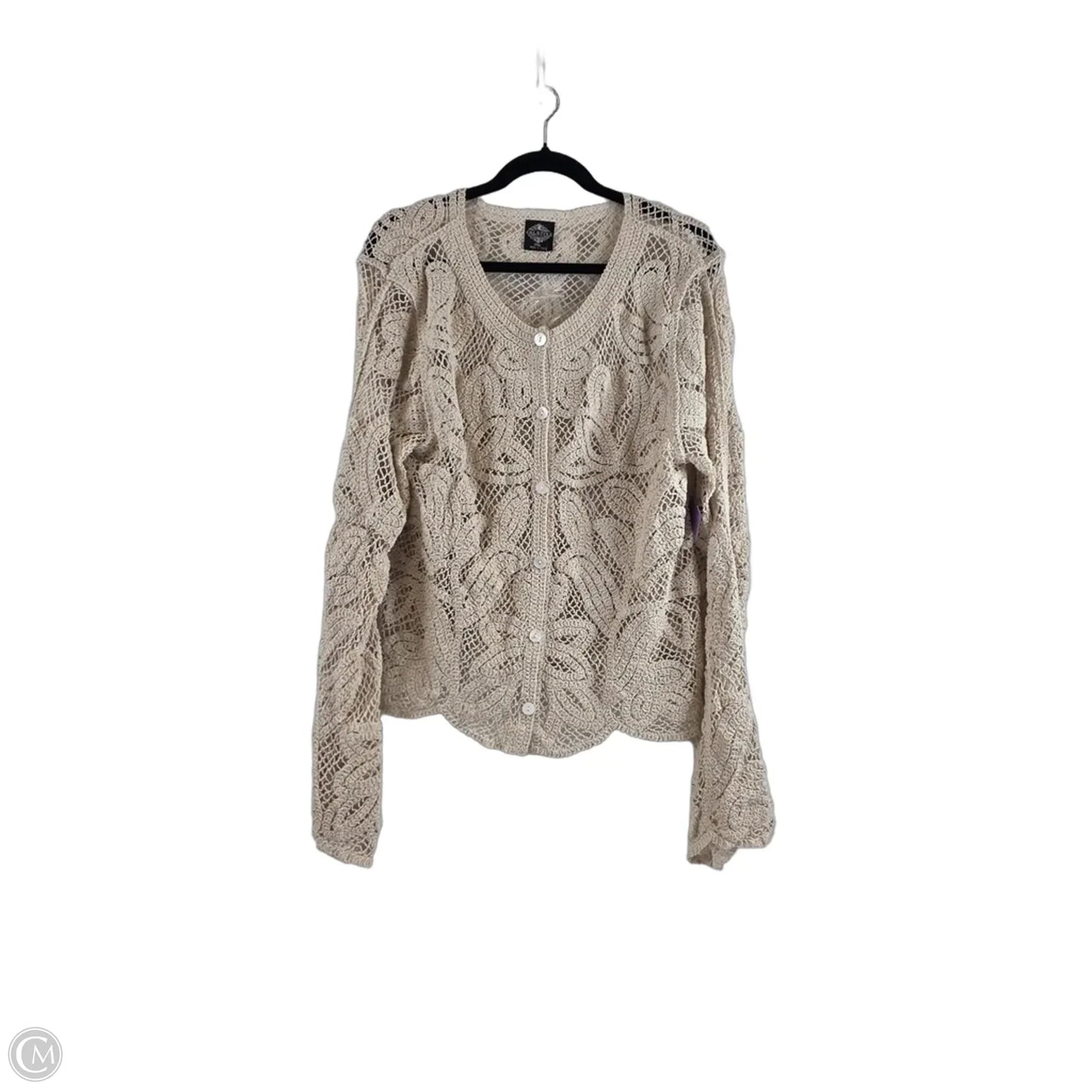 Sweater Cardigan By Cal Style In Tan, Size: Xxl
