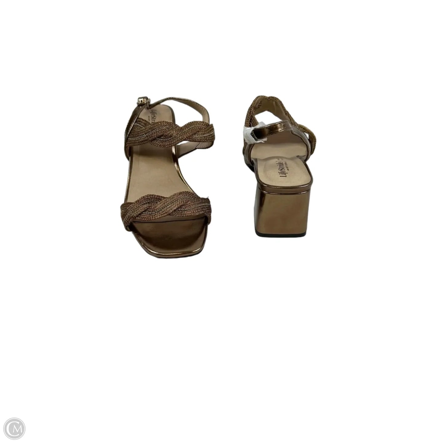 Sandals Heels Block By Life Stride In Bronze, Size: 7