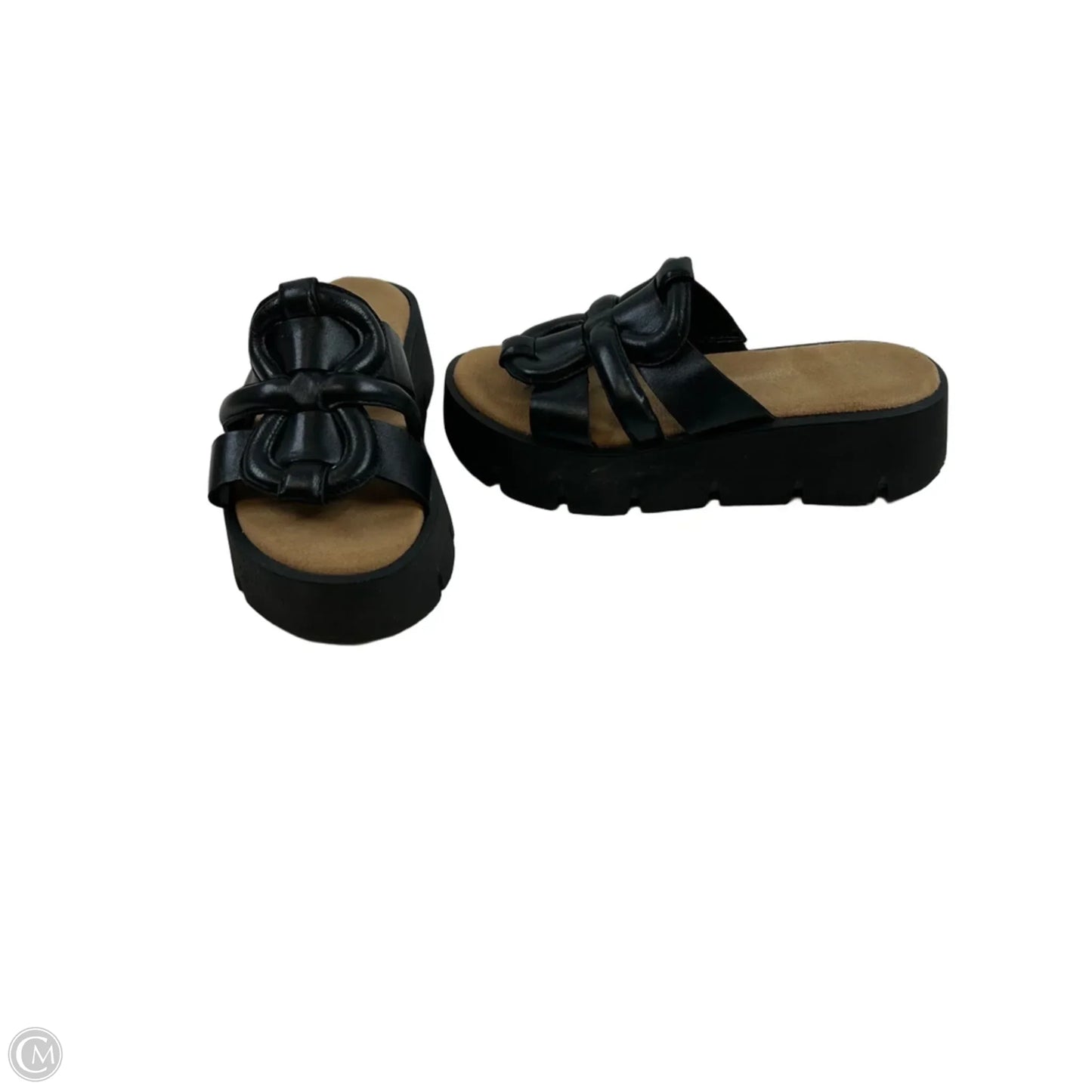 Sandals Heels Platform By Clothes Mentor In Black & White, Size: 7