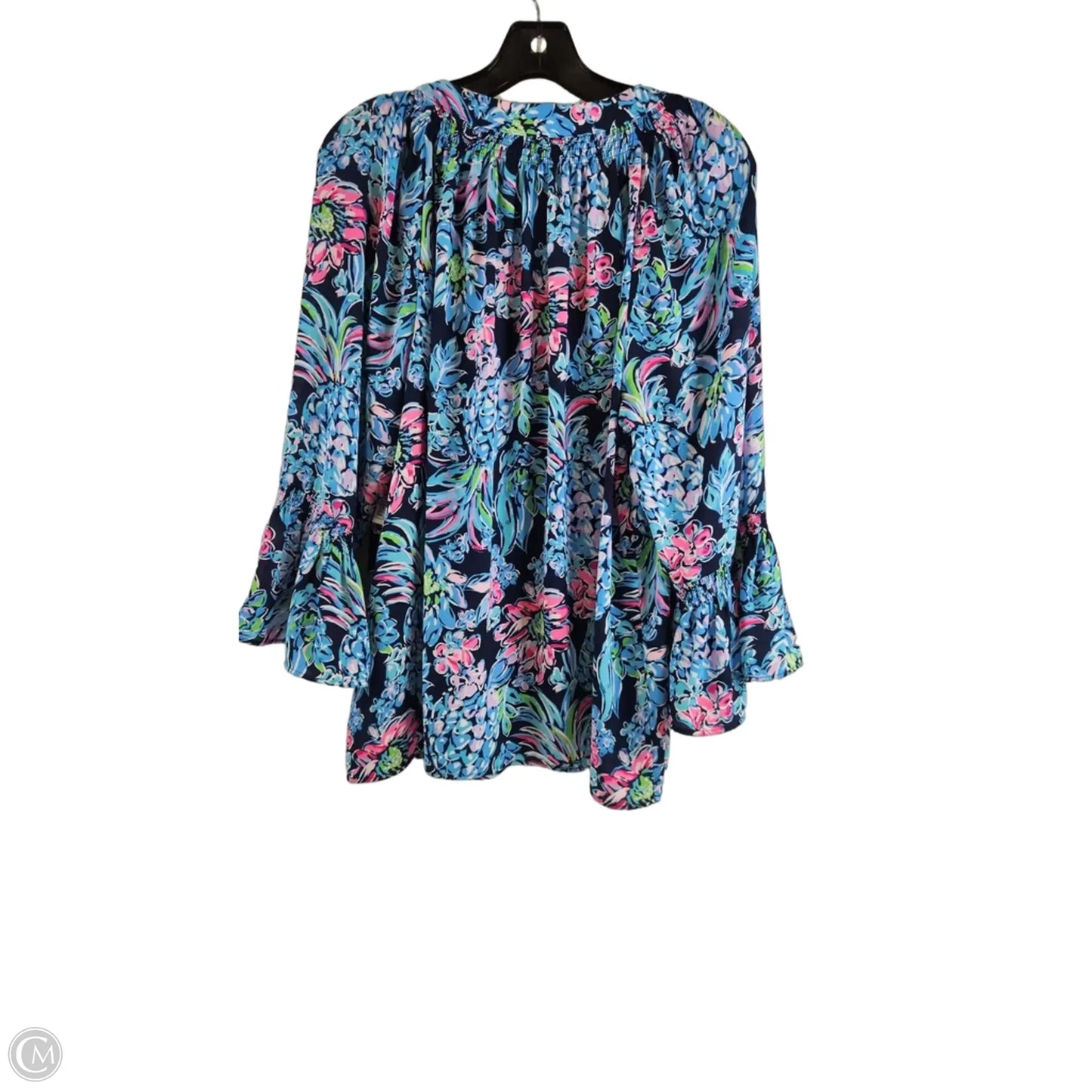 Top Long Sleeve Designer By Lilly Pulitzer In Blue & Pink, Size: Xl