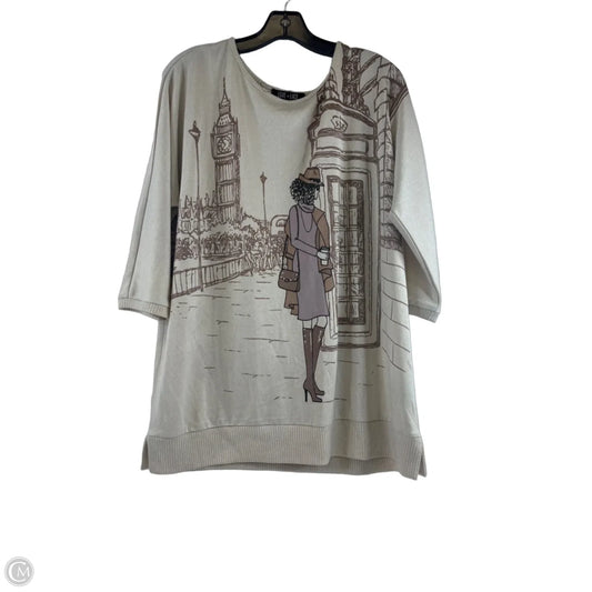 Top 3/4 Sleeve By Clothes Mentor In Tan, Size: Xl