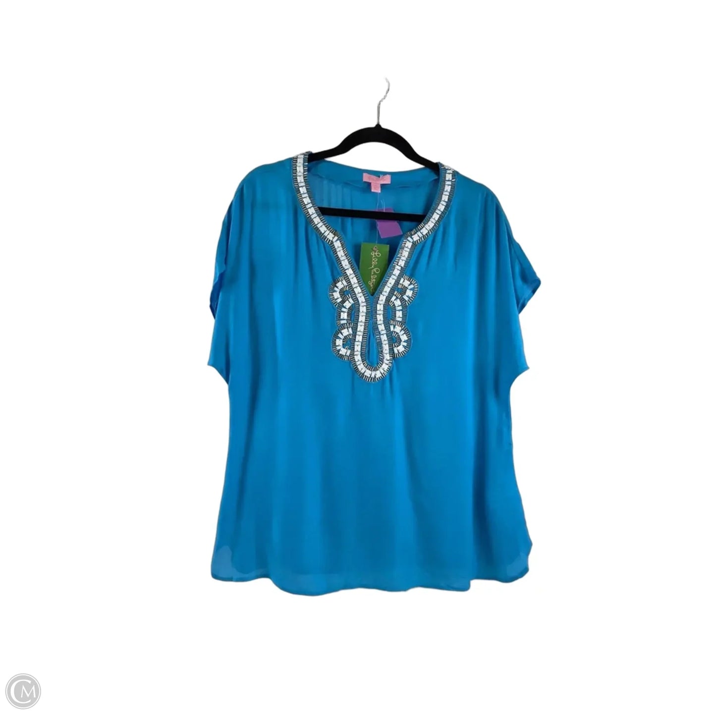 Top Short Sleeve Designer By Lilly Pulitzer In Blue, Size: S