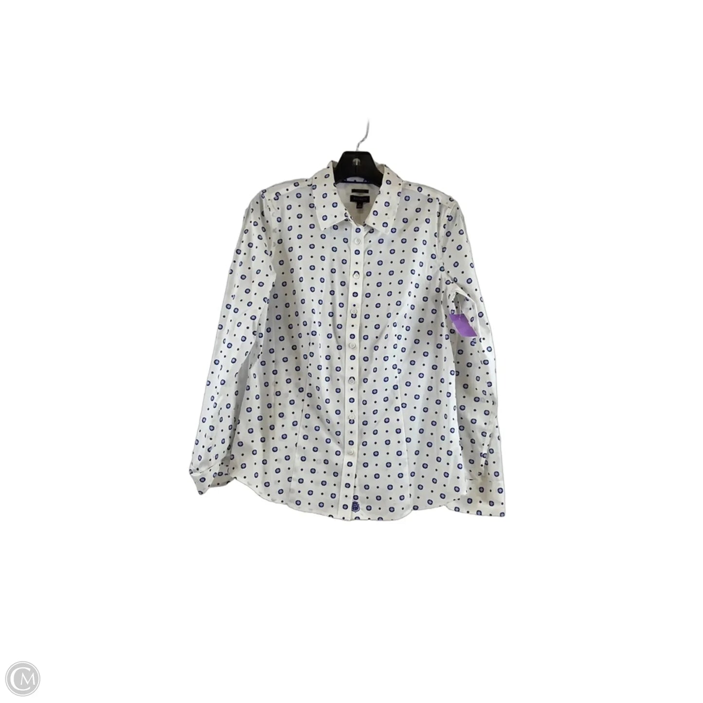 Top Long Sleeve By Talbots In Blue & White, Size: S