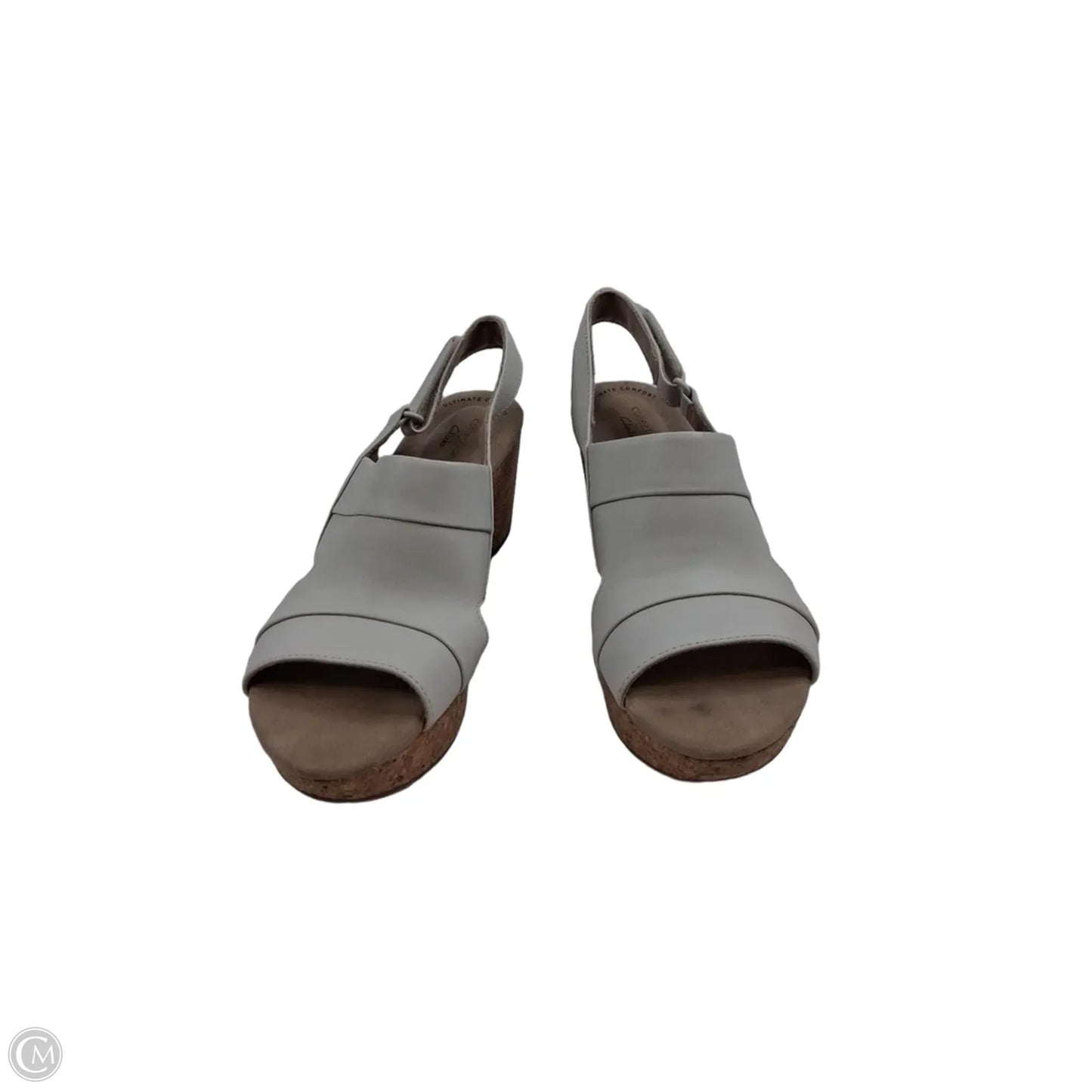 Sandals Heels Wedge By Clarks In White, Size: 8.5