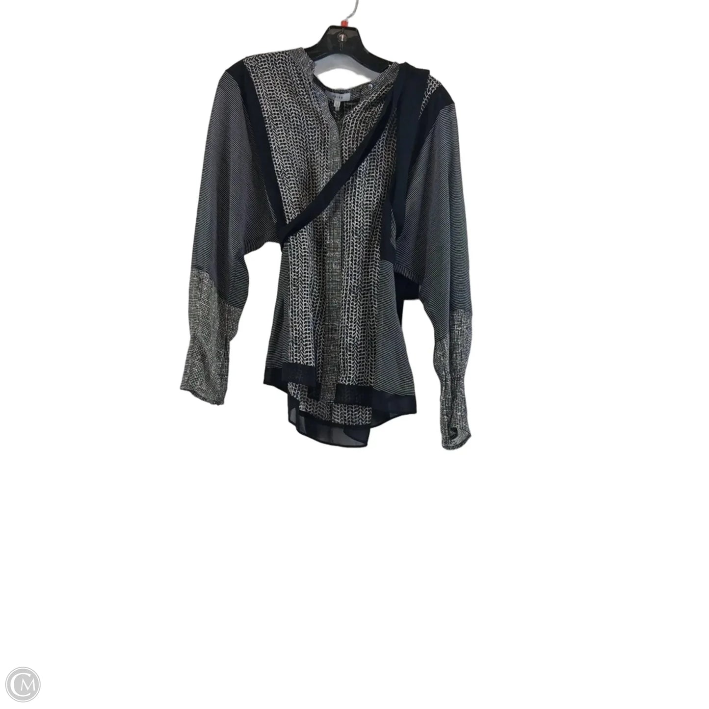 Top Long Sleeve By Reiss In Black & White, Size: M