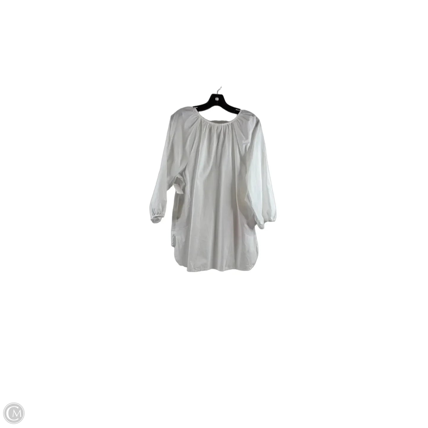 Top Long Sleeve By St Johns Bay In White & Yellow, Size: Xl