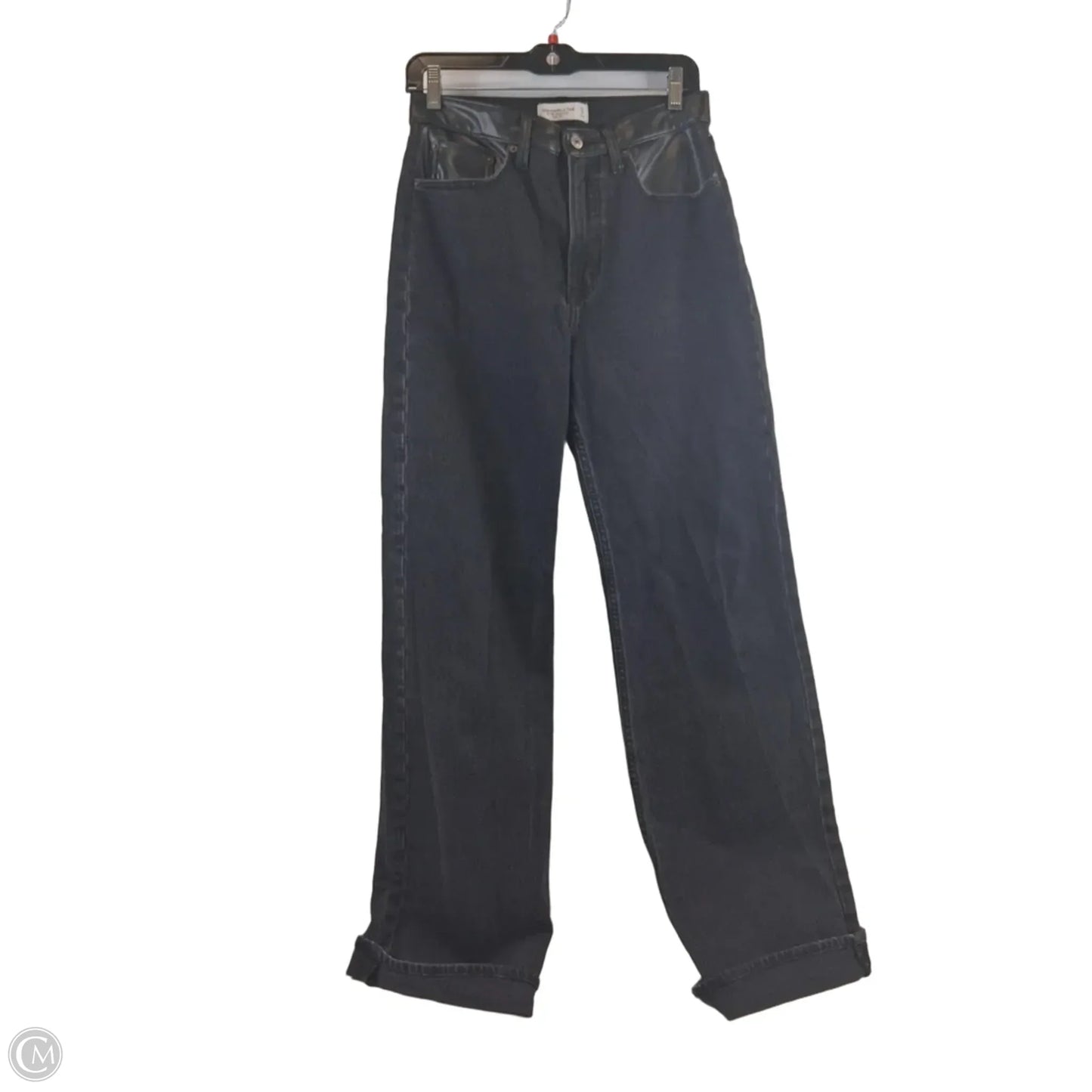 Jeans Wide Leg By Abercrombie And Fitch In Black Denim, Size: 4l