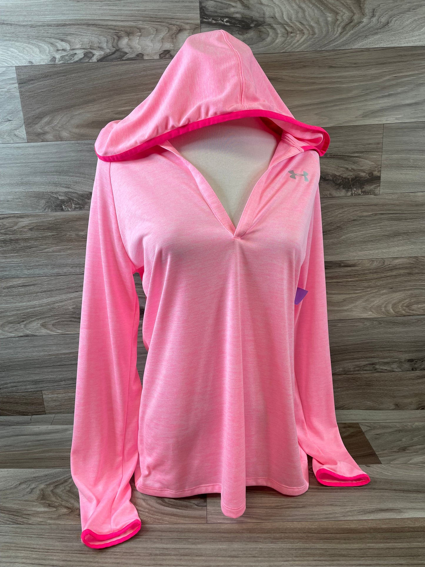 Pink Athletic Top Long Sleeve Hoodie Under Armour, Size M
