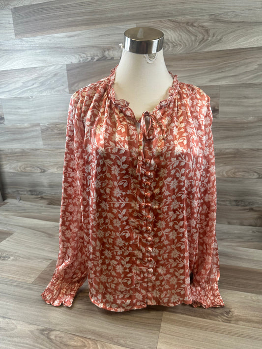 Red & White Top Long Sleeve Lucky Brand, Size S