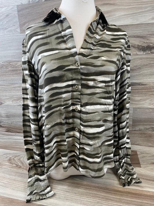Zebra Print Top Long Sleeve Basic Cloth & Stone, Size Xs