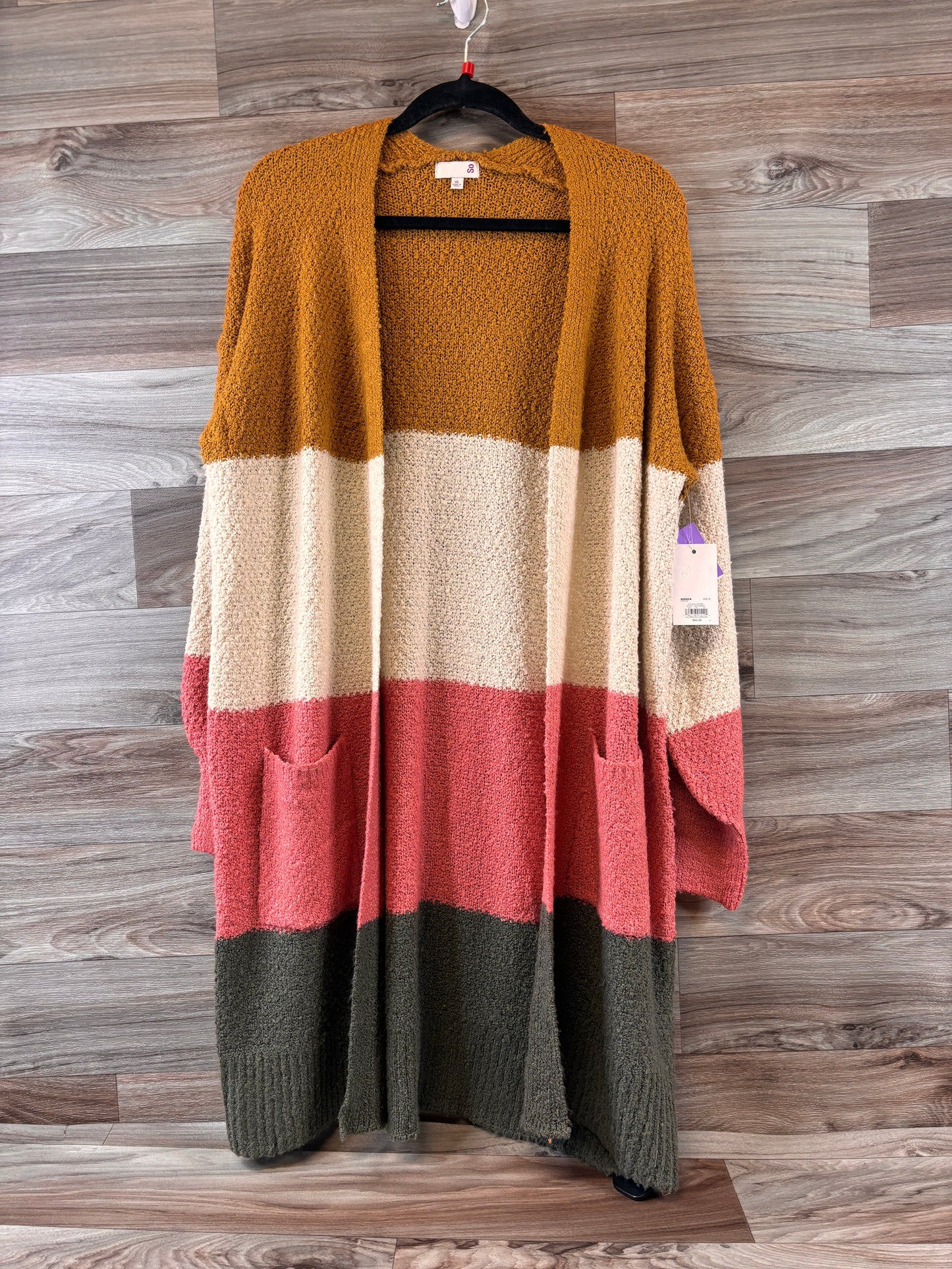 Orange & Pink Sweater Cardigan So, Size Xl