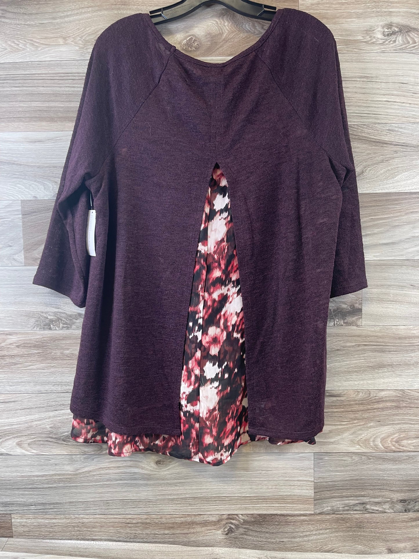 Purple & Red Top 3/4 Sleeve New York And Co, Size Xl