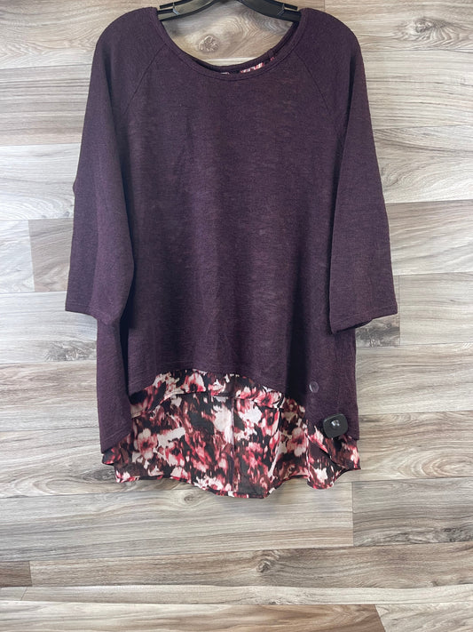 Purple & Red Top 3/4 Sleeve New York And Co, Size Xl
