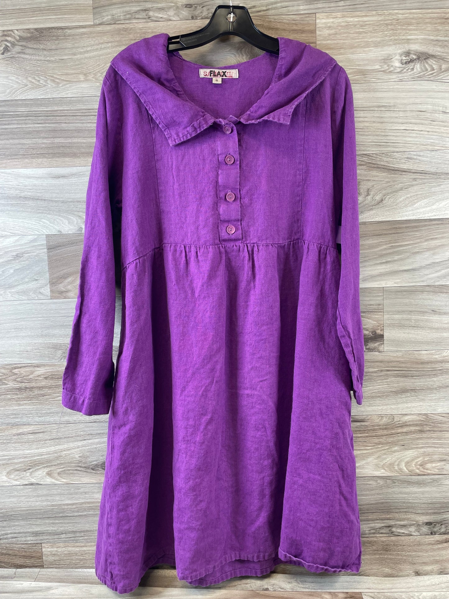 Purple Dress Casual Midi Flax, Size S