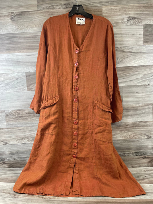 Orange Dress Casual Maxi Flax, Size Petite