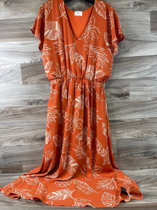 Orange & Tan Dress Casual Maxi Sienna Sky, Size M