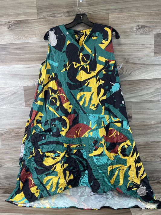 Green & Yellow Dress Casual Midi Clothes Mentor, Size S