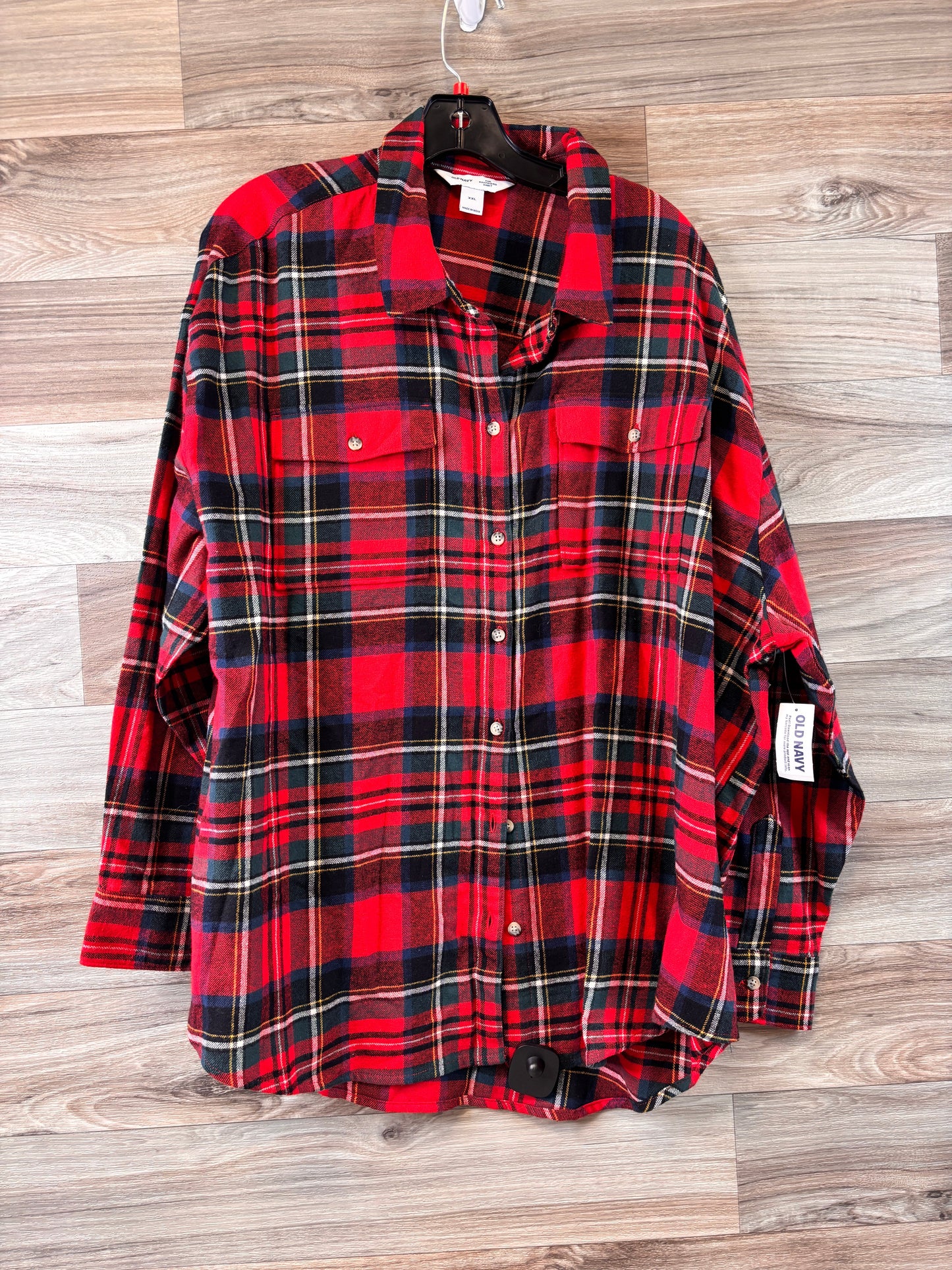 Plaid Pattern Top Long Sleeve Old Navy, Size Xxl