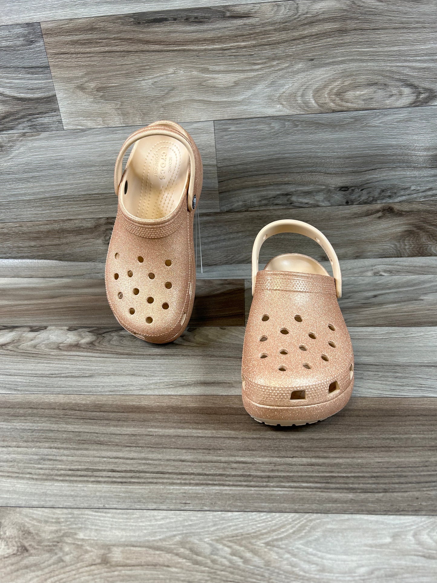 Gold Shoes Flats Crocs, Size 8