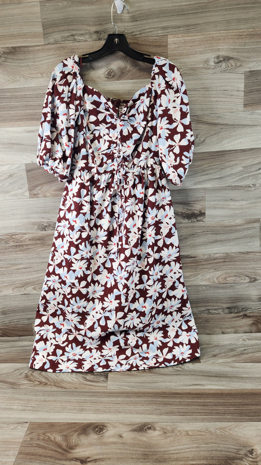 Red & White Dress Casual Midi Free Assembly, Size Xs