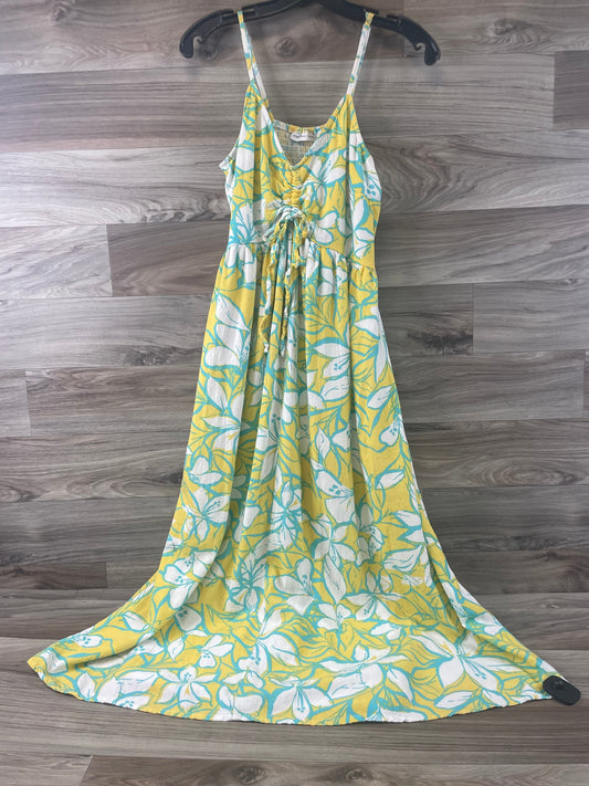 Blue & Yellow Dress Casual Maxi Clothes Mentor, Size M