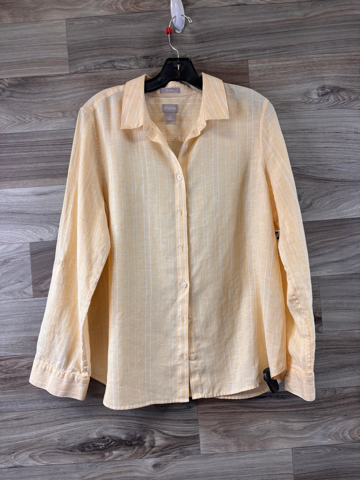 Yellow Top Long Sleeve Chicos, Size M