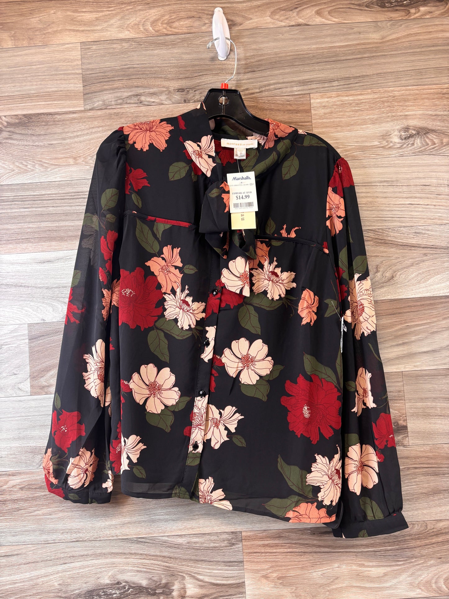 Top Long Sleeve By Monteau In Floral Print, Size: Xl