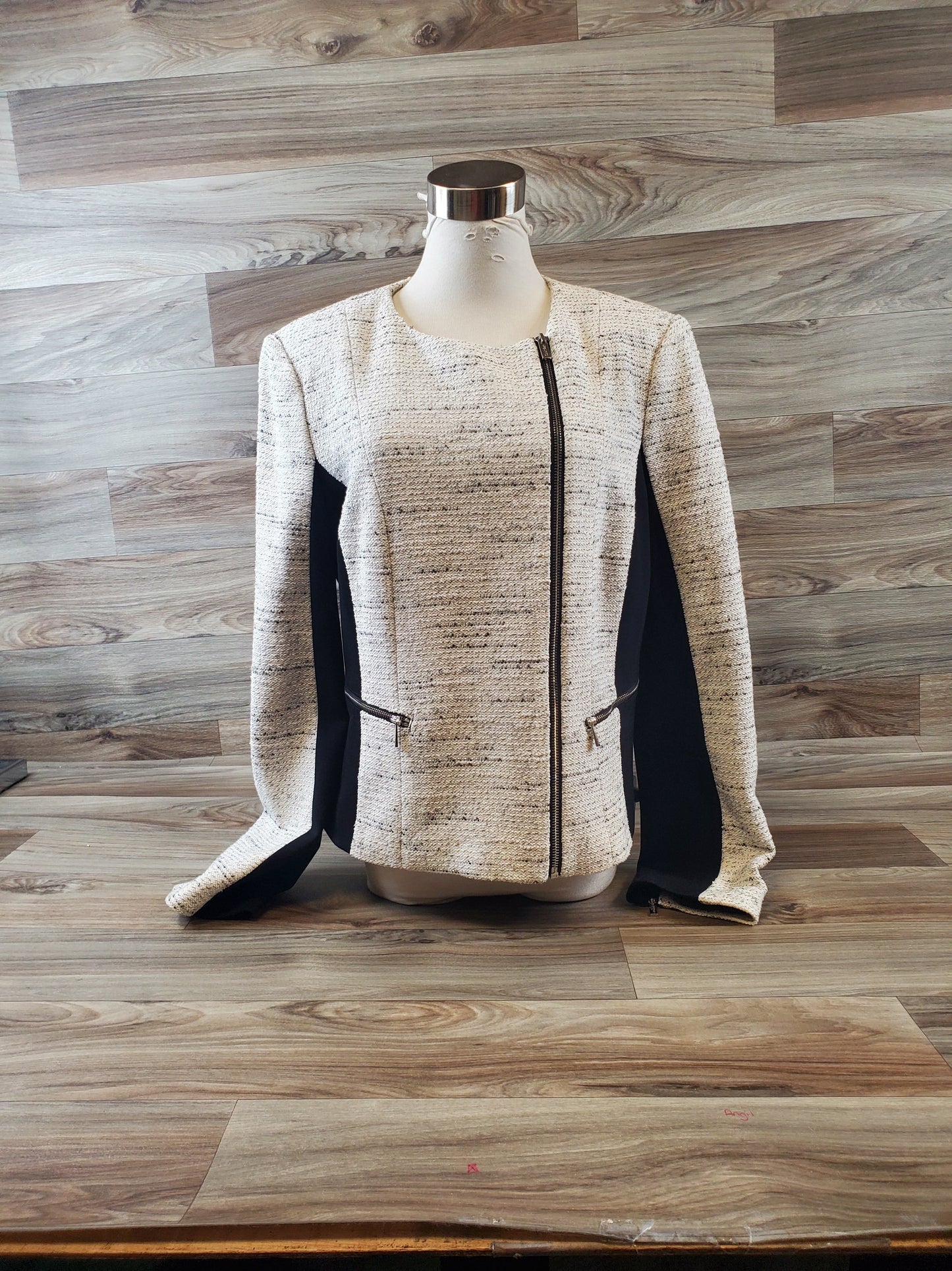 Blazer By Calvin Klein In Black & Cream, Size: Xl