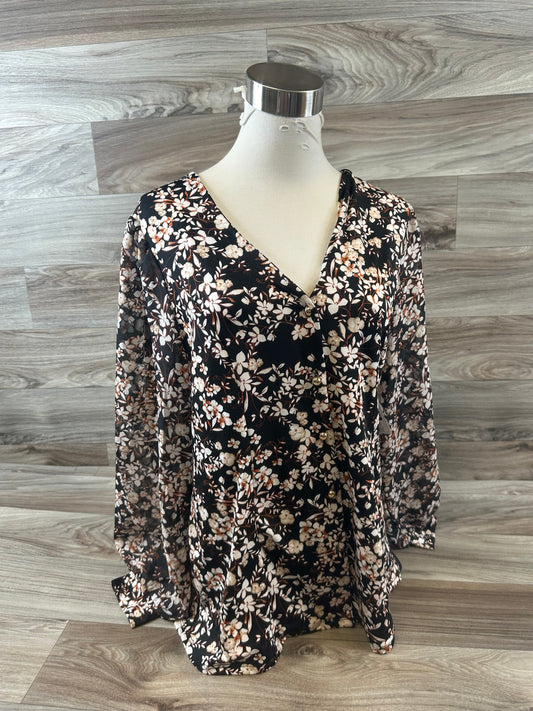 Top Long Sleeve By Clothes Mentor In Black & Cream, Size: L