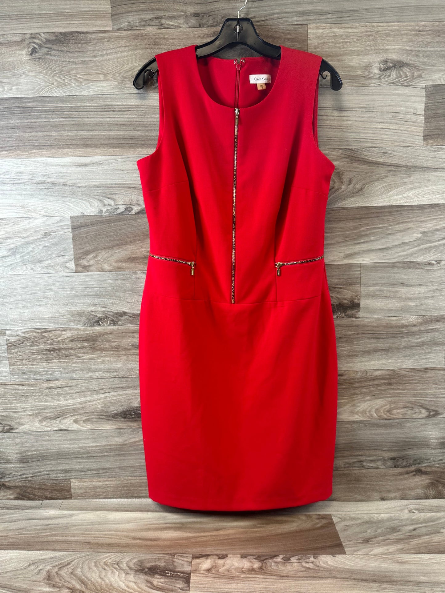 Dress Casual Midi By Calvin Klein In Red, Size: L