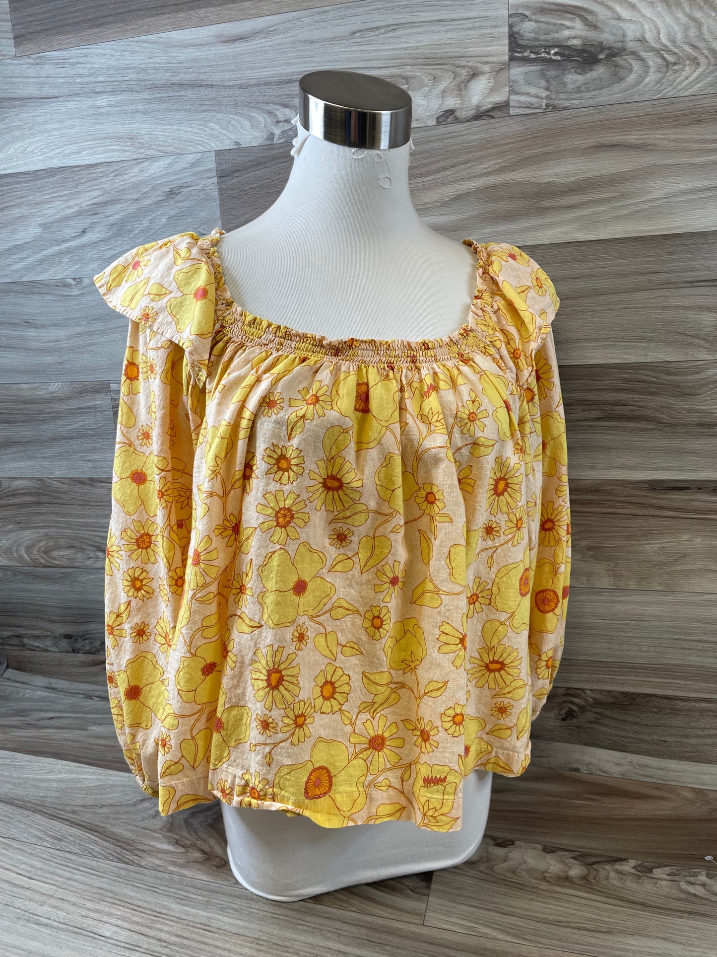 Top Long Sleeve By Free People In Yellow, Size: Xs