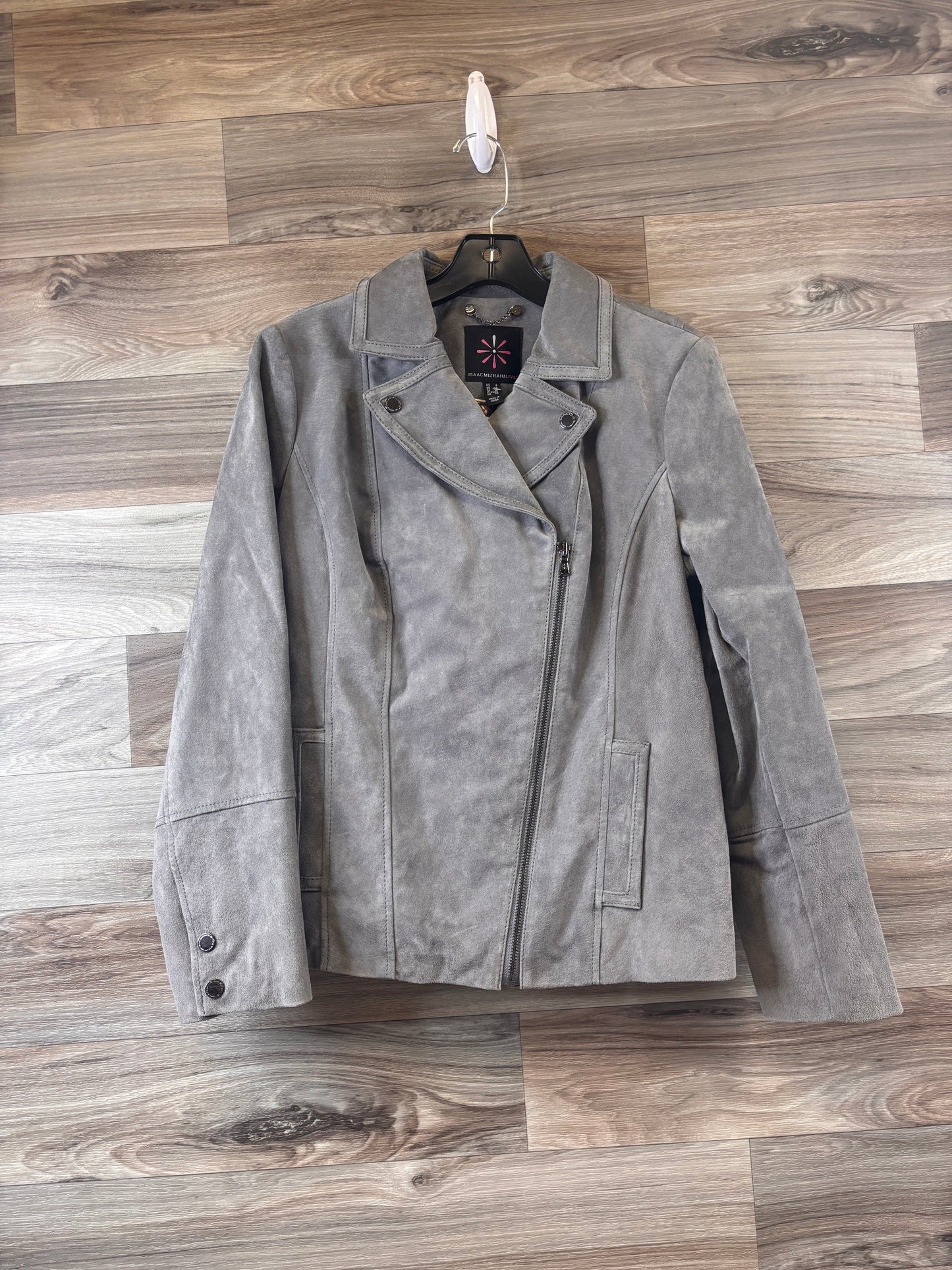 Jacket Moto By Isaac Mizrahi Live Qvc In Grey, Size: M