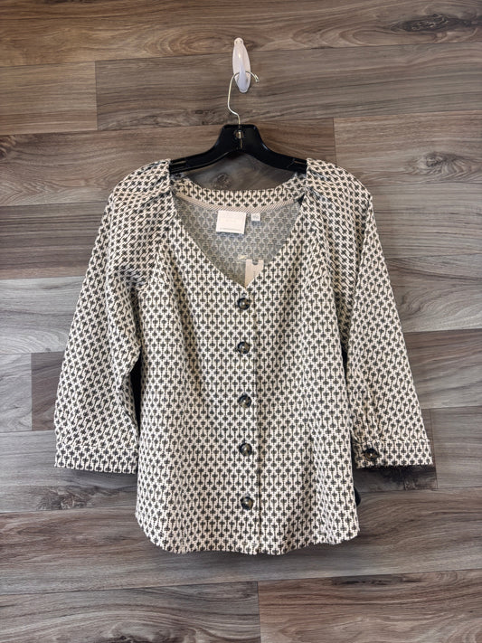 Top Long Sleeve By Anthropologie In Gold & Tan, Size: S