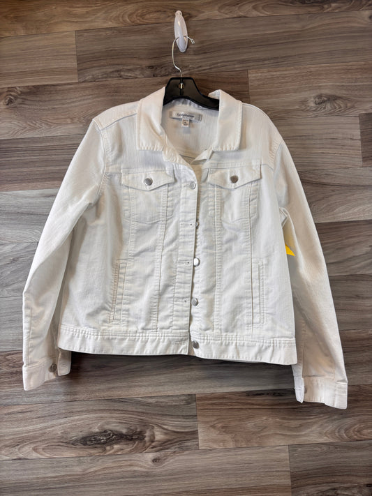 Jacket Denim By Croft And Barrow In White Denim, Size: L