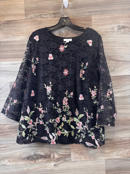 Top Long Sleeve By Charter Club In Floral Print, Size: L