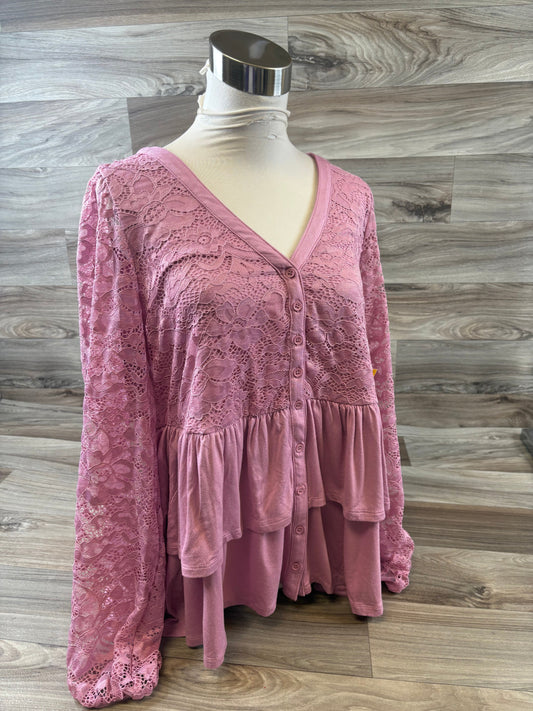 Top Long Sleeve By Torrid In Pink, Size: L