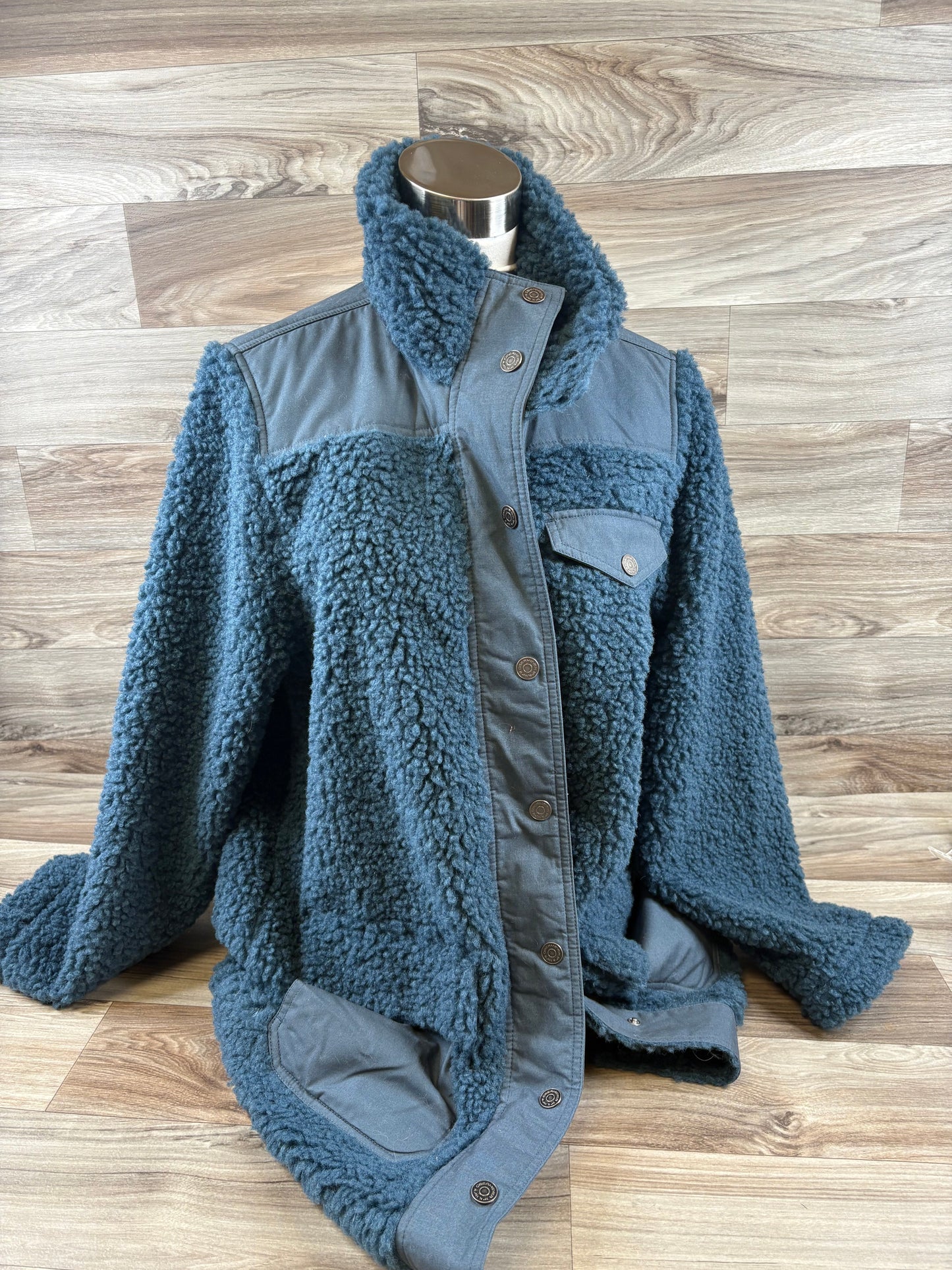 Jacket Faux Fur & Sherpa By Clothes Mentor In Blue, Size: L