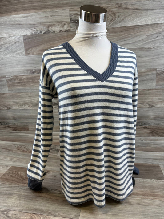 Top Long Sleeve By Loft In Grey & White, Size: Xs