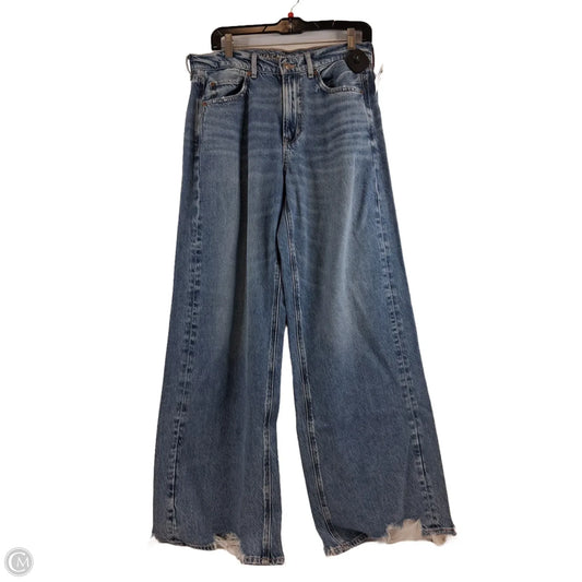 Jeans Wide Leg By American Eagle In Blue Denim, Size: 8