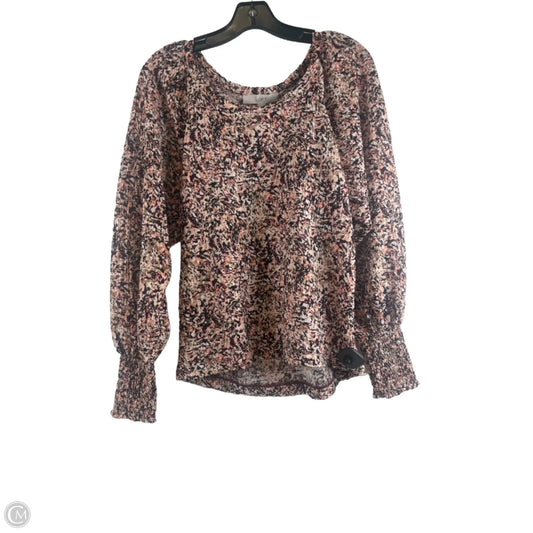 Top Long Sleeve By Loft In Black & Pink, Size: S