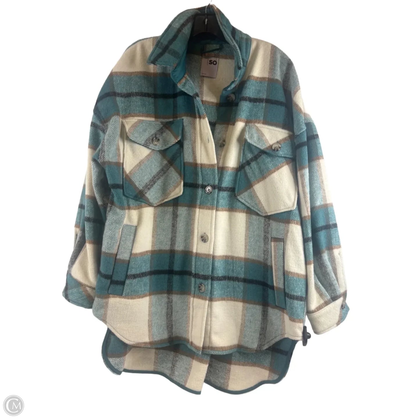Jacket Shirt By So In Plaid Pattern, Size: L