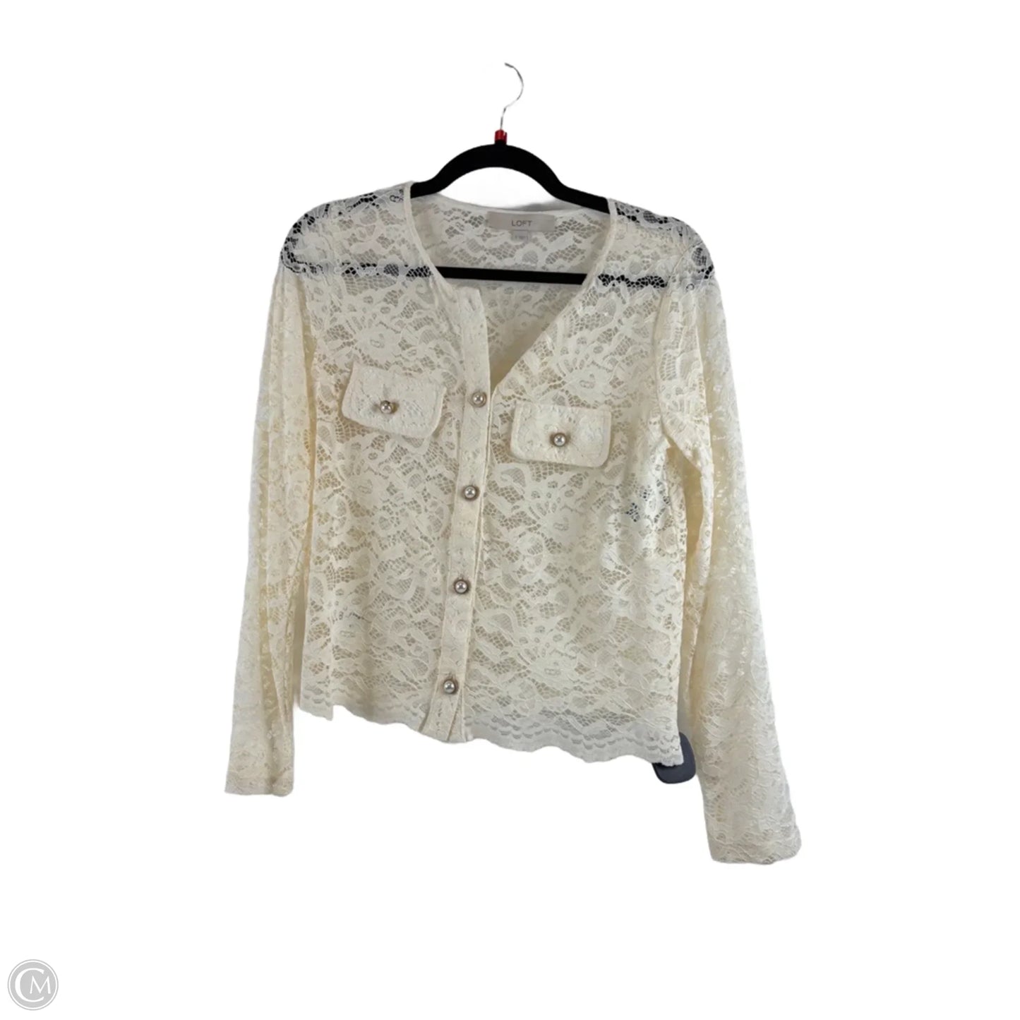 Top Long Sleeve By Loft In Cream, Size: S