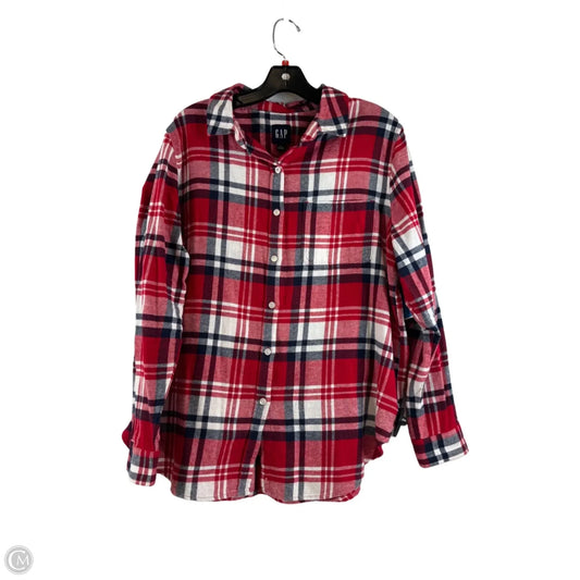 Top Long Sleeve By Gap In Blue Red & White, Size: L