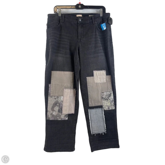 Jeans Boyfriend By Logo In Black & Grey, Size: 14p