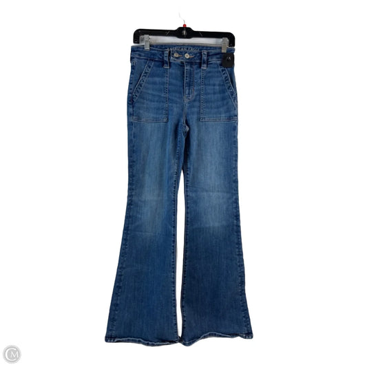 Jeans Flared By American Eagle In Blue Denim, Size: 4
