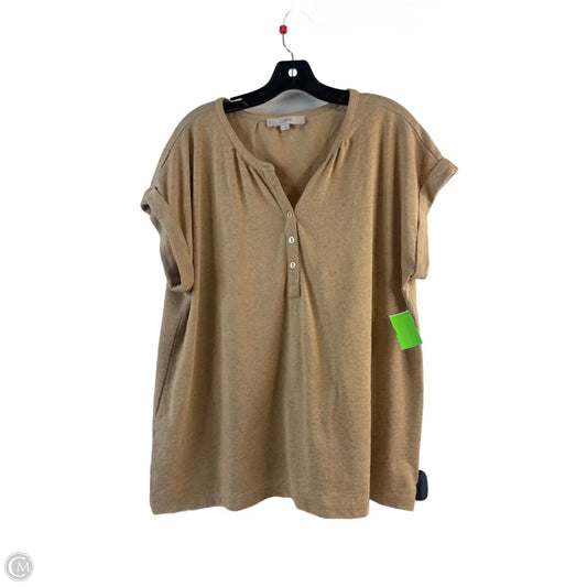Top Short Sleeve By Loft In Tan, Size: Xl