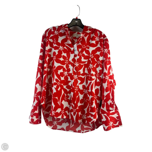 Top Long Sleeve By Loft In Red & White, Size: Xs