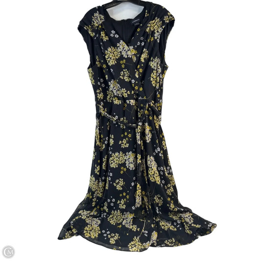 Dress Casual Midi By Liz Claiborne In Black & Yellow, Size: Xl