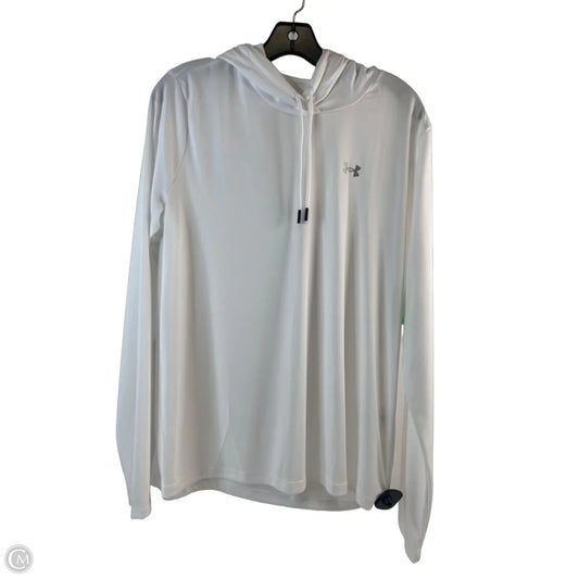 Athletic Top Long Sleeve Hoodie By Under Armour In White, Size: L