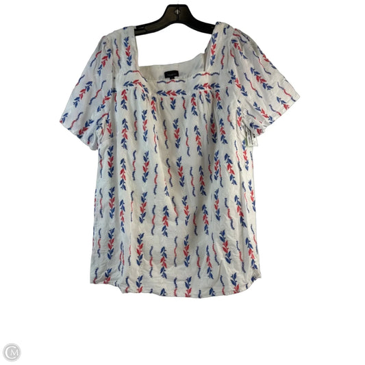 Top Short Sleeve By Talbots In Blue Red & White, Size: Xl